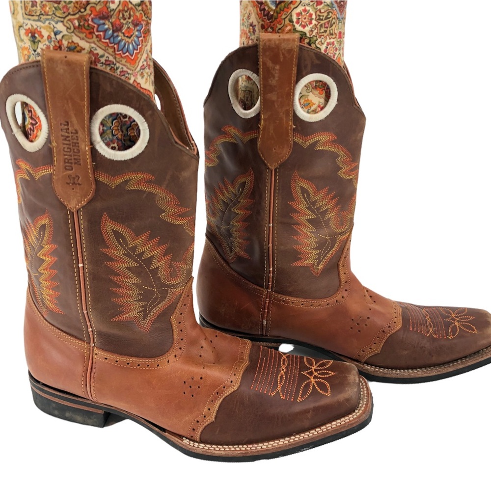 Original Michel Boot Co Square Toe Leather Cowboy Boot